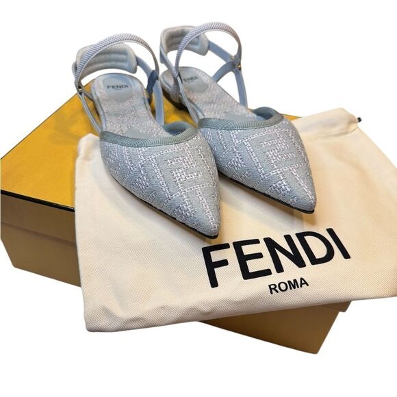 NWT Fendi Kitten Slingback Rafia Pointed Flats (7) - Picture 2 of 10